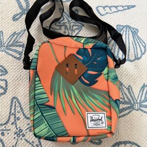Herschel Supply Company Tropical Leaf Print Messenger Bag - Orange and Green